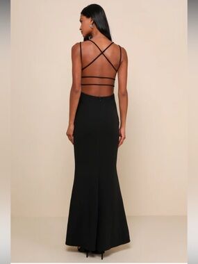 NWT- All this Allure Black Strappy Backless Mermaid Dress